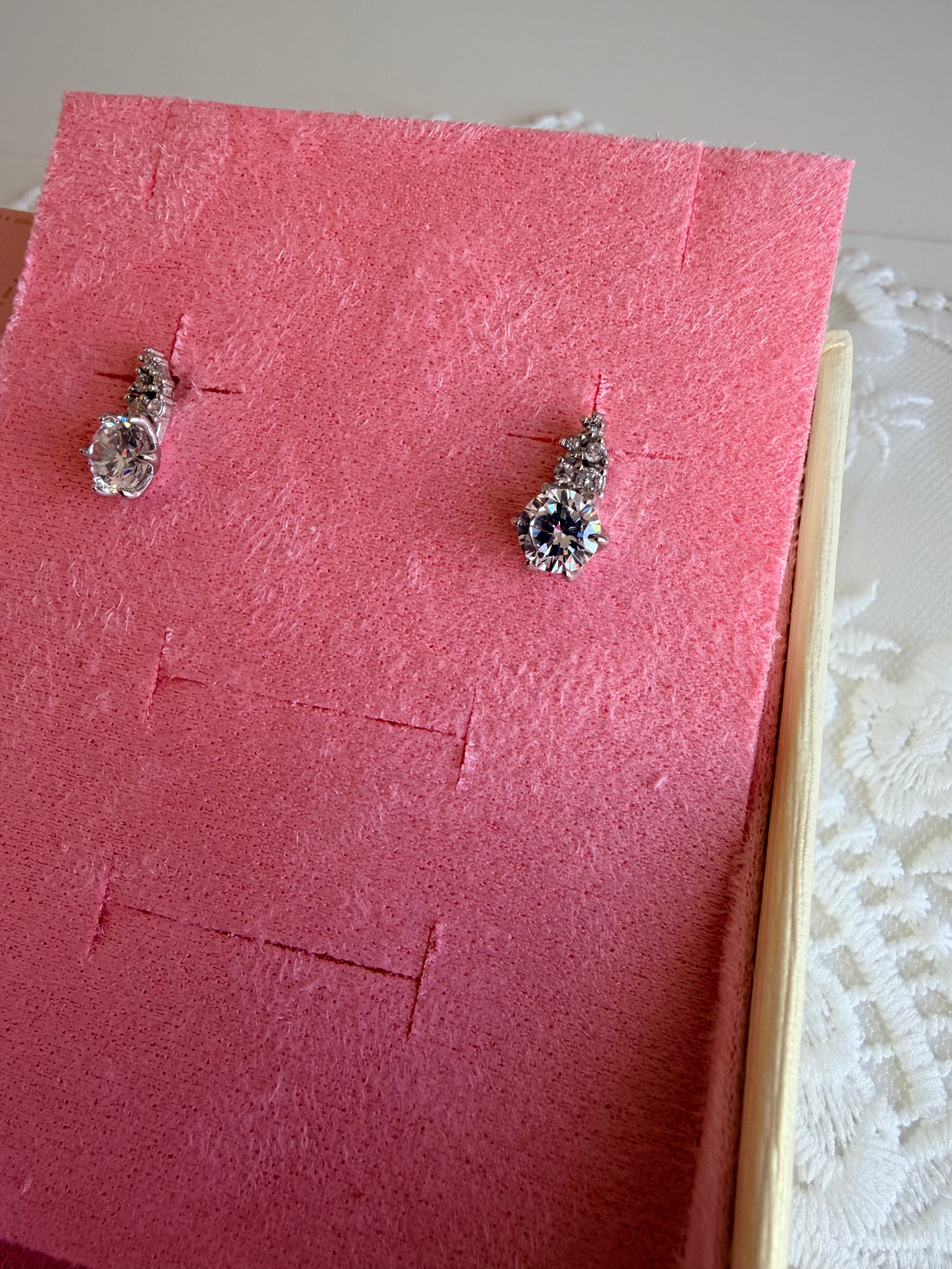 Princess Diamond 925 Sterling Silver Earrings