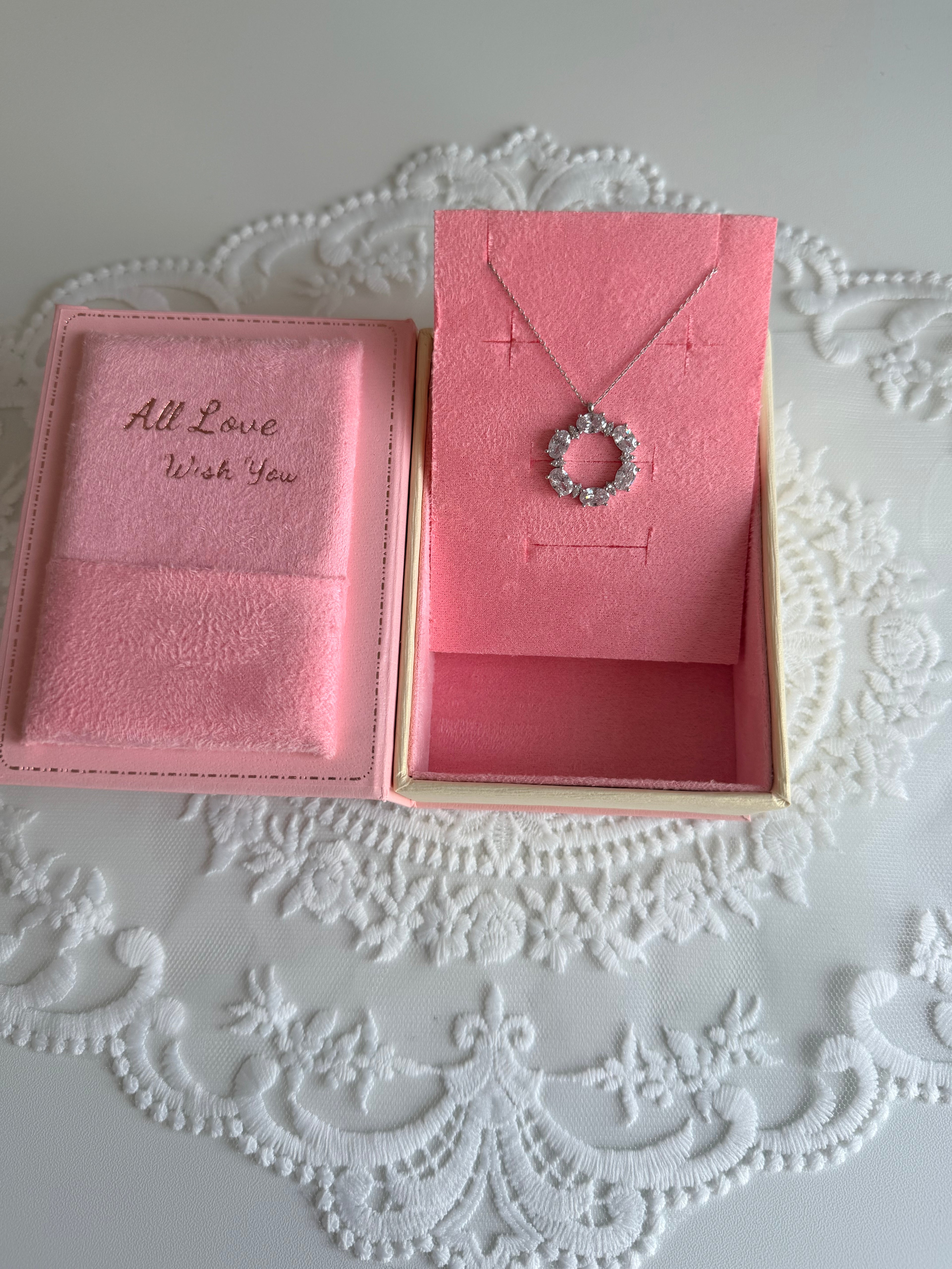 Diamond Spark Halo 925 Sterling Silver Necklace