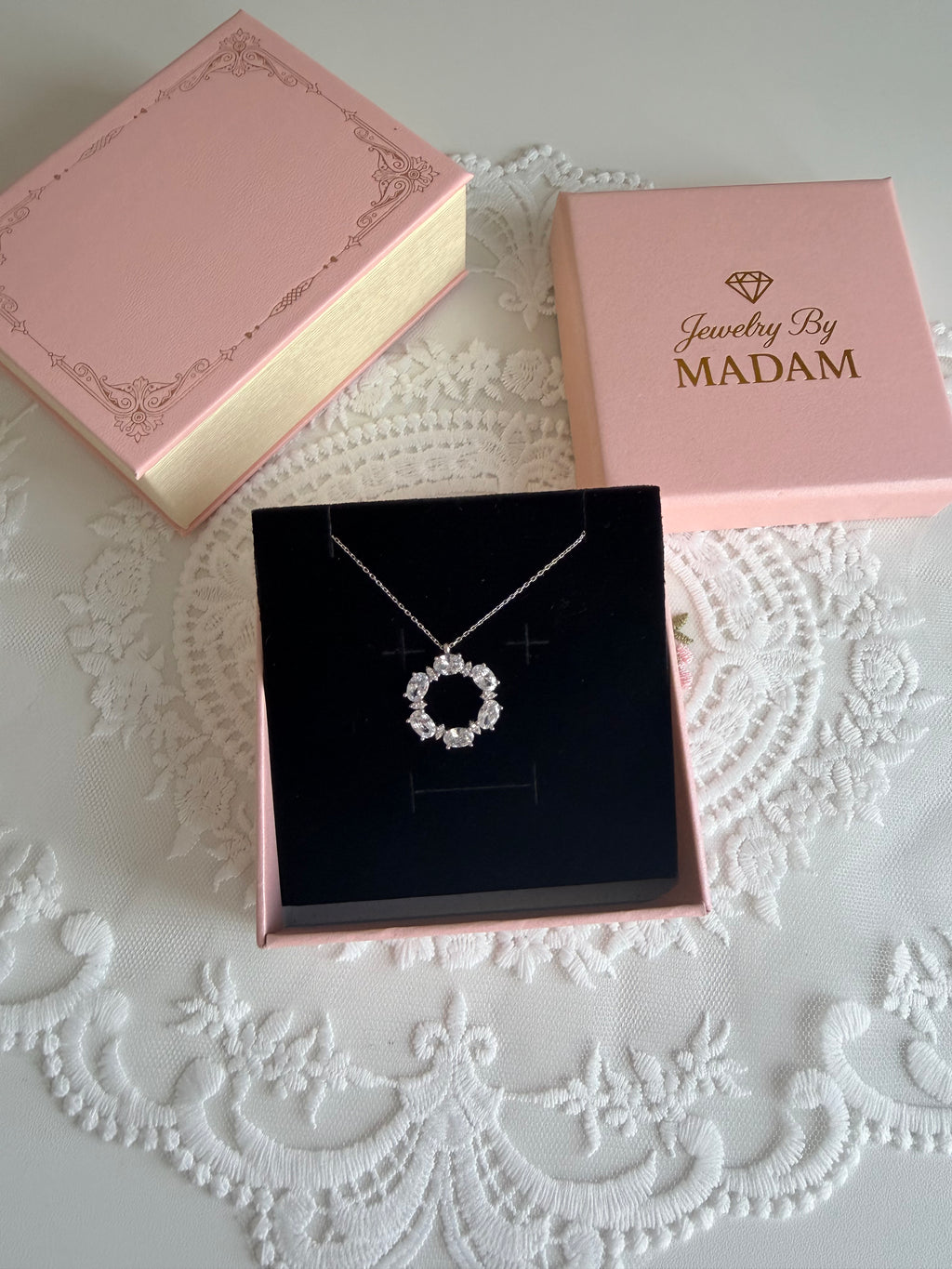 Diamond Spark Halo 925 Sterling Silver Necklace