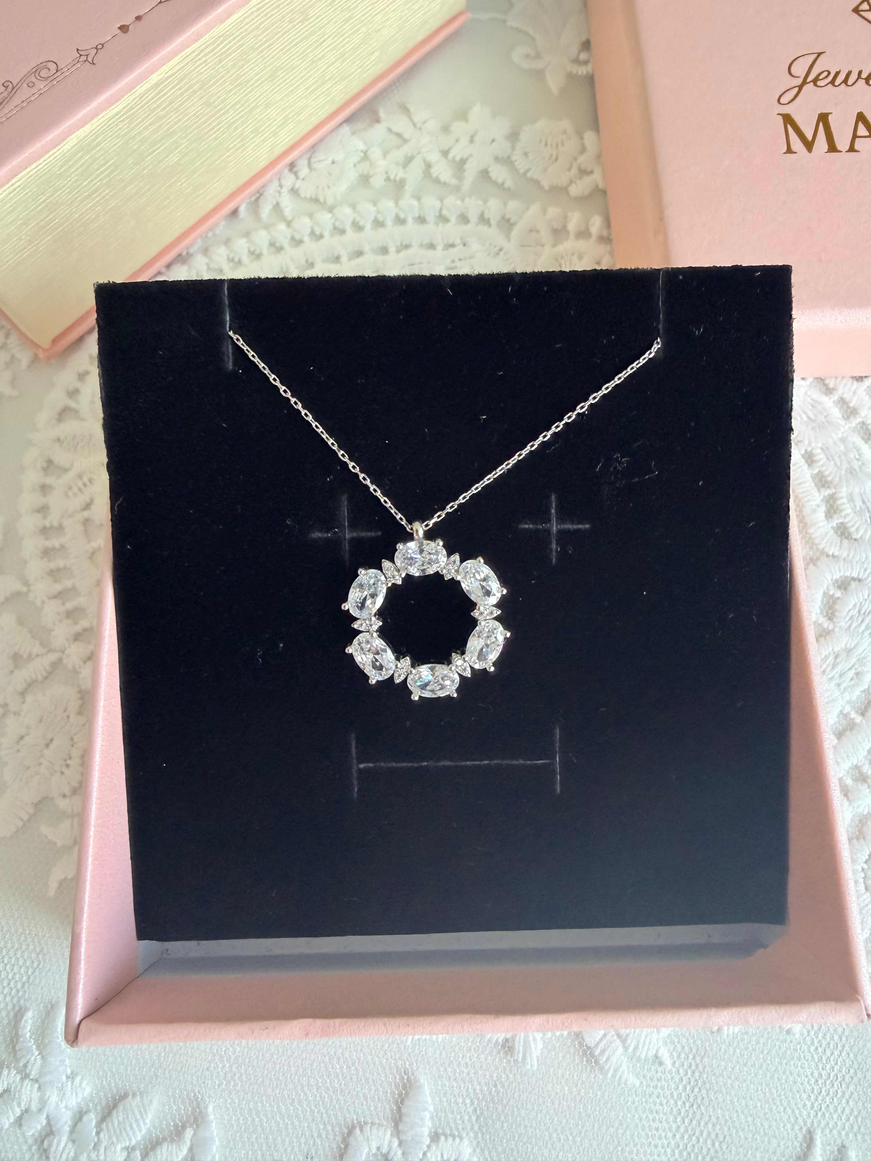 Diamond Spark Halo 925 Sterling Silver Necklace