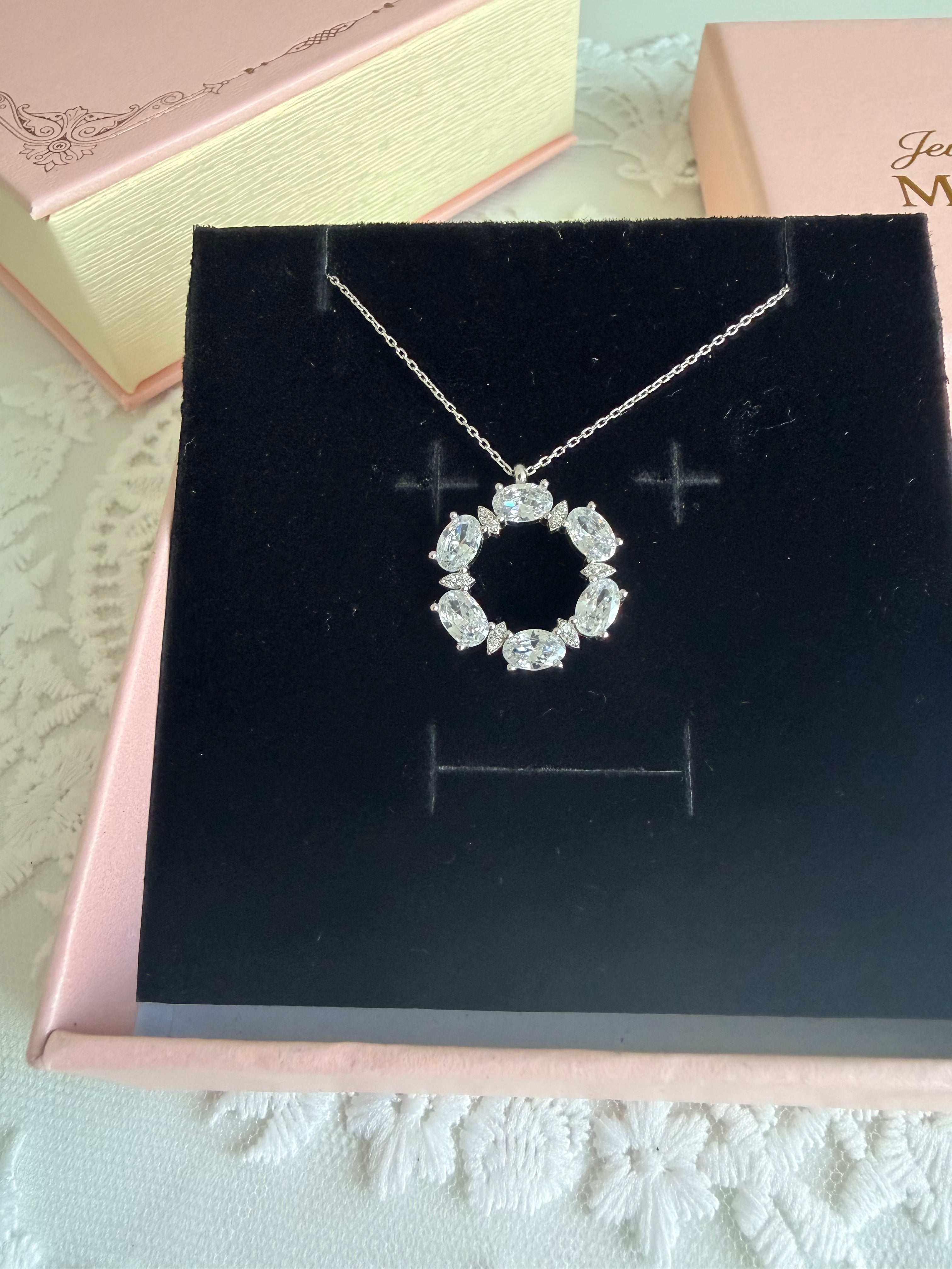 Diamond Spark Halo 925 Sterling Silver Necklace