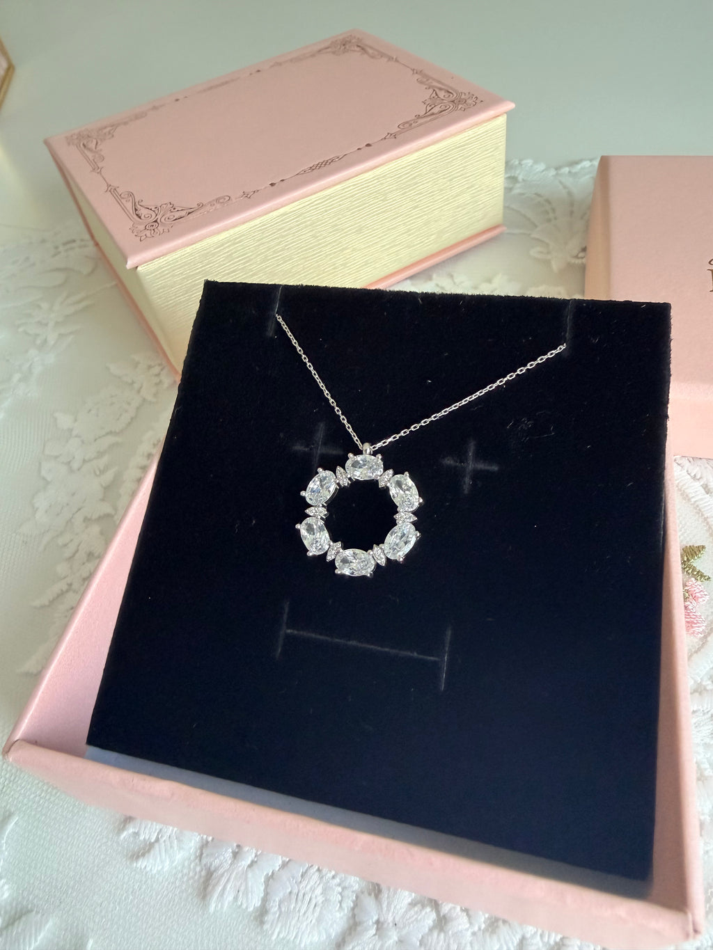 Diamond Spark Halo 925 Sterling Silver Necklace