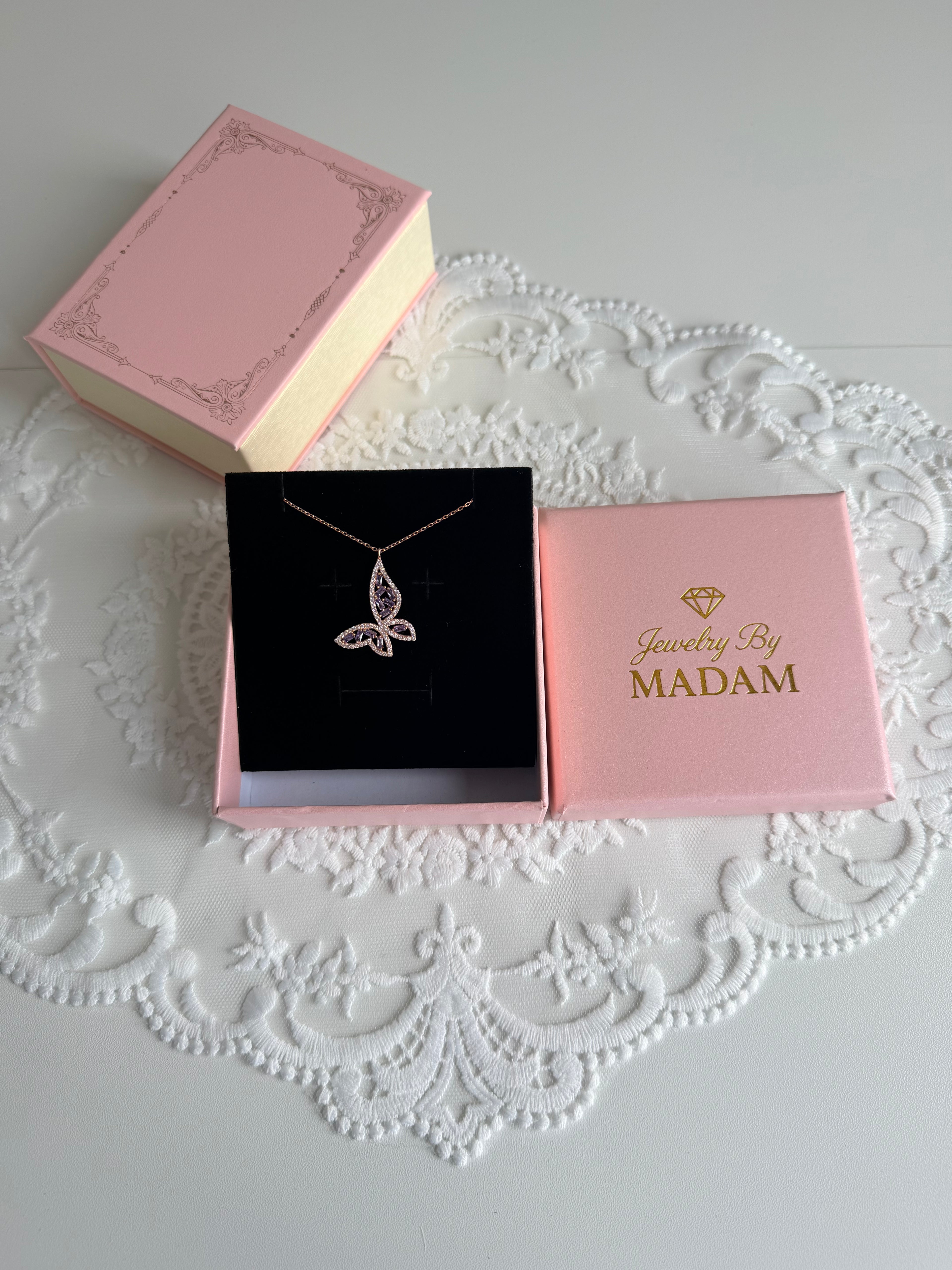 Butterfly Joy Rose 925 Sterling Silver Necklace