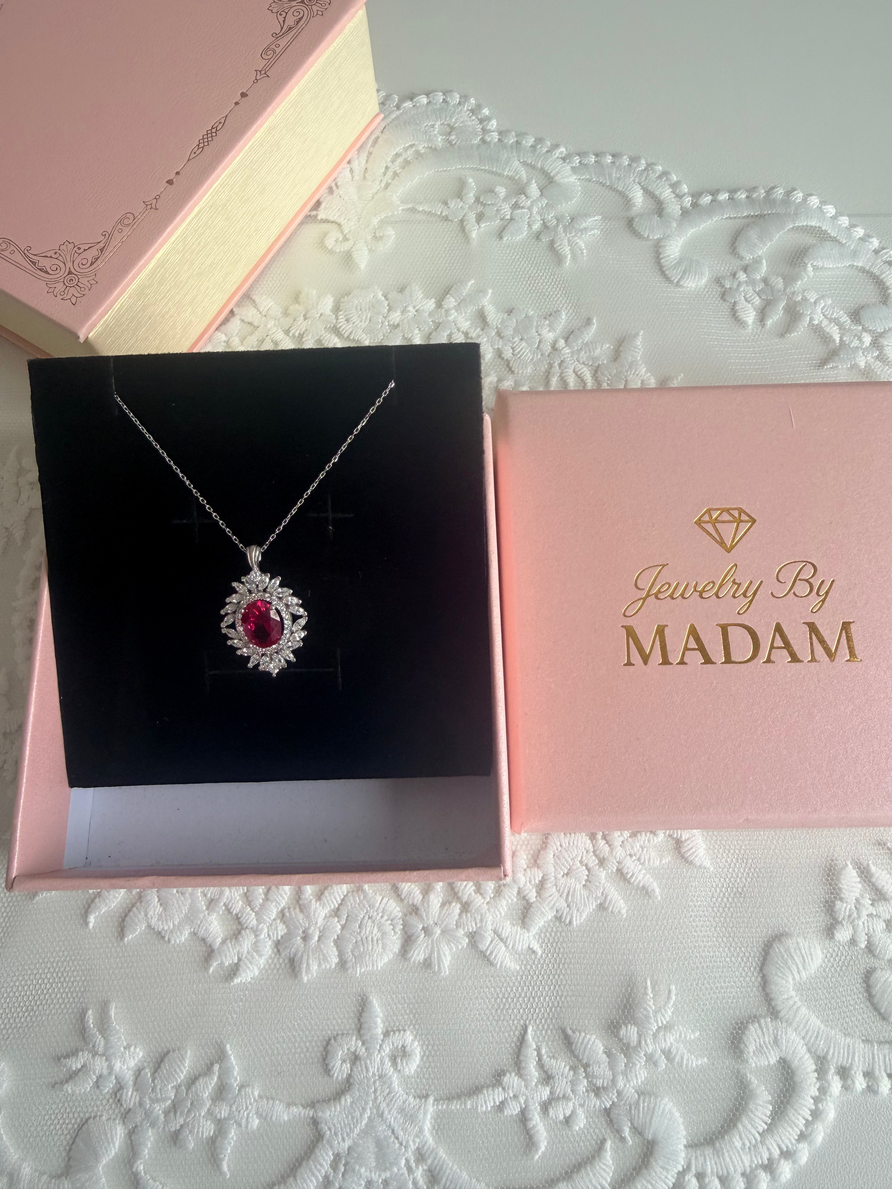 Synthetic Ruby Spark 925 Sterling Silver Necklace