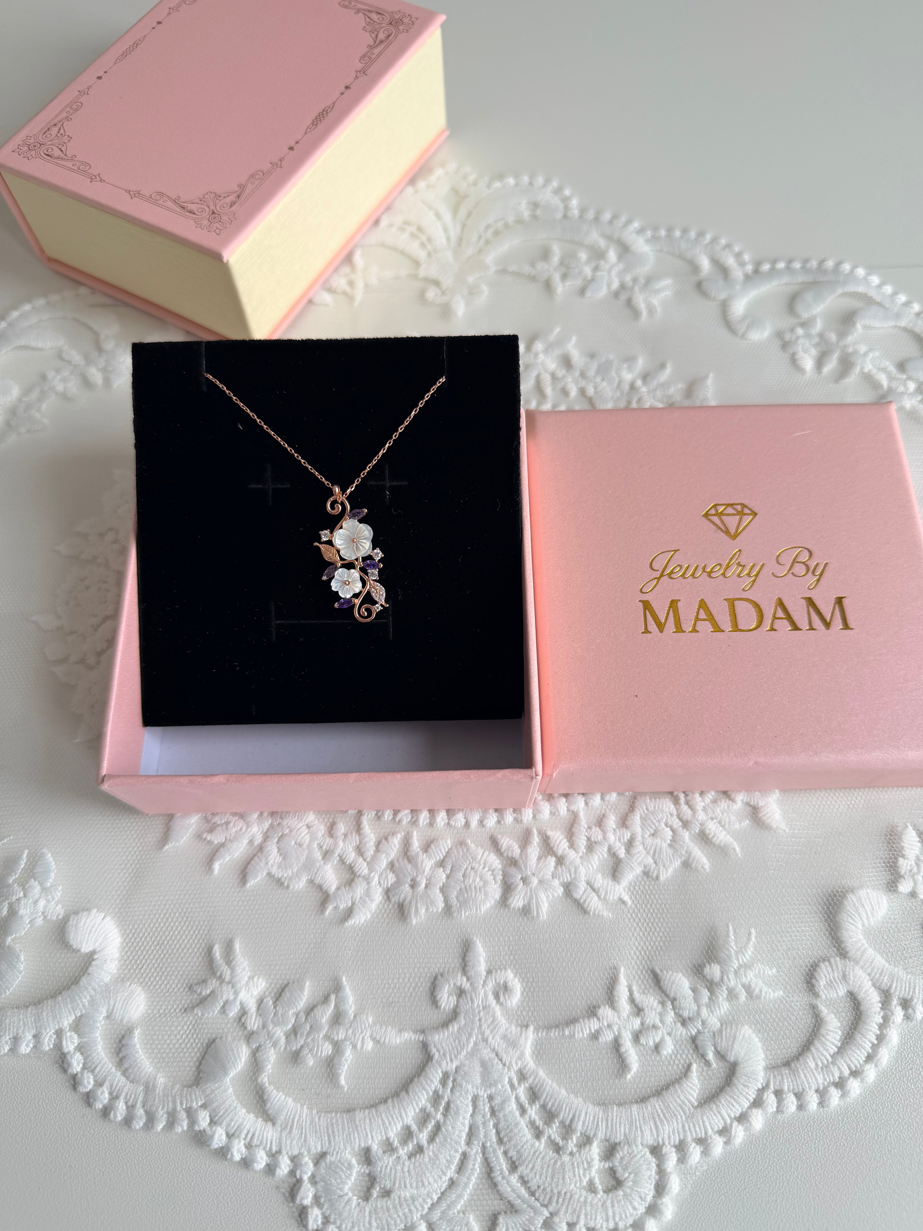 Floral Whisper Rose 925 Sterling Silver Necklace