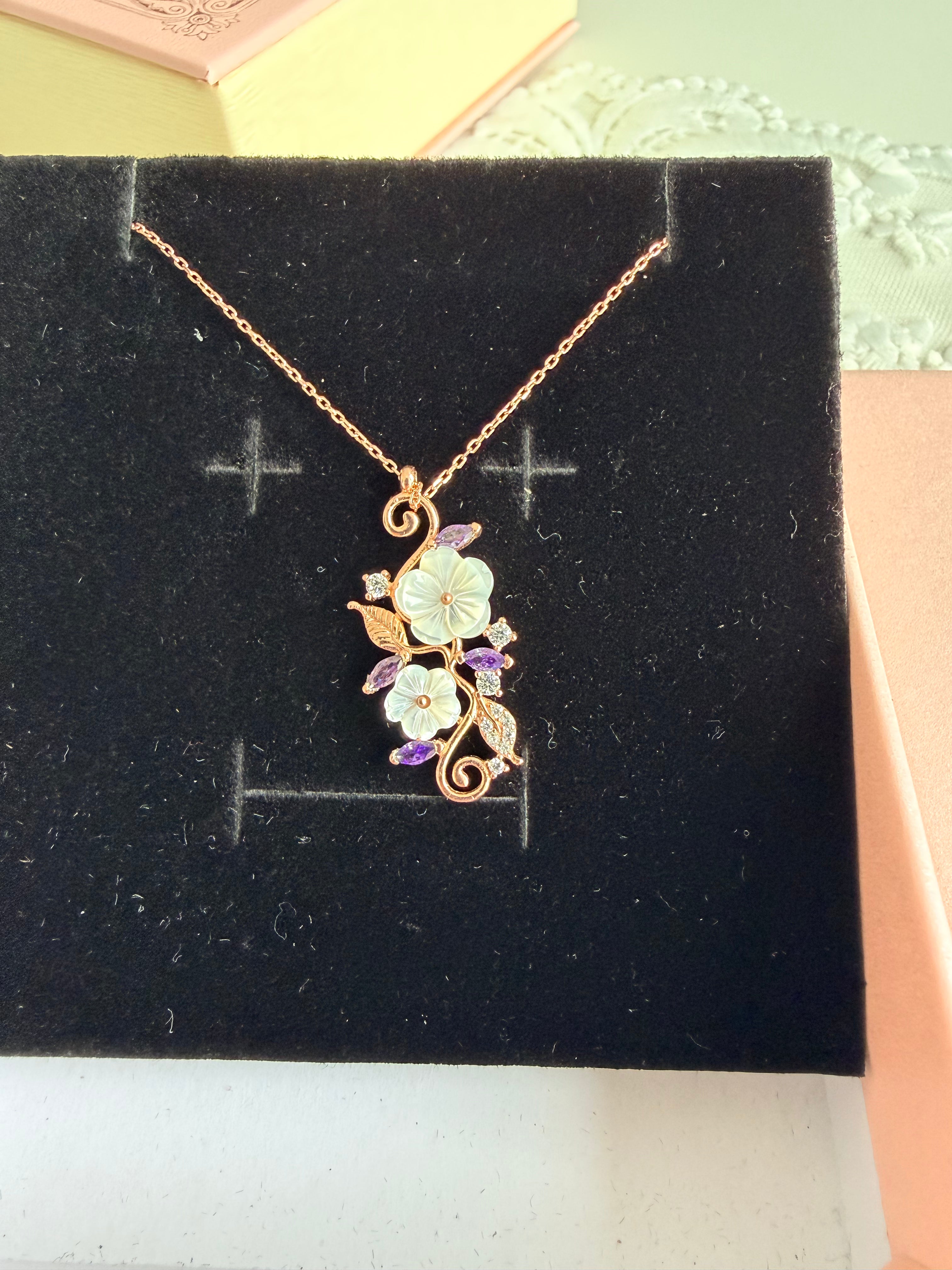 Floral Whisper Rose 925 Sterling Silver Necklace