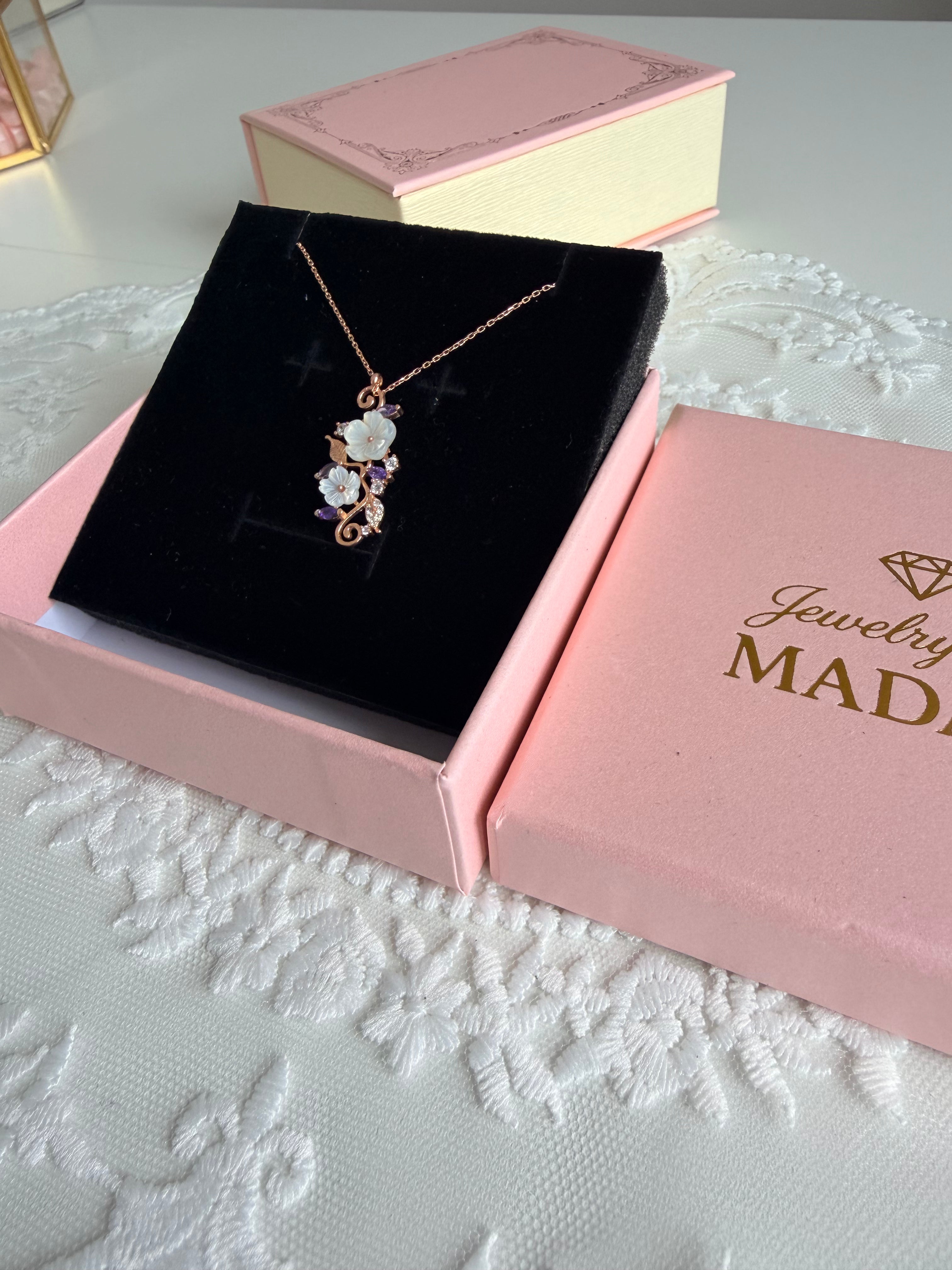 Floral Whisper Rose 925 Sterling Silver Necklace