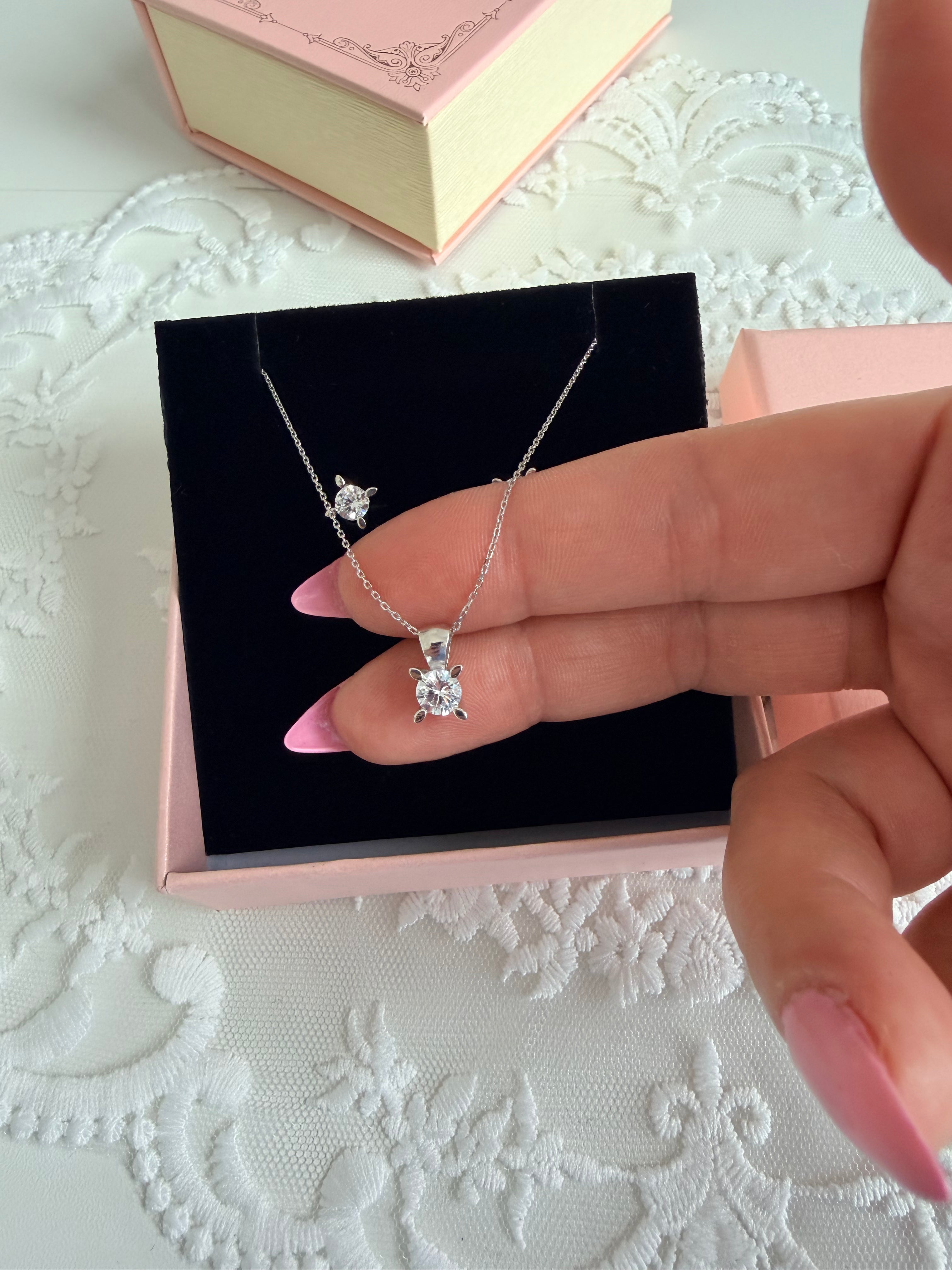 2.25 carat Mila Twin Set 925 Sterling Silver Necklace