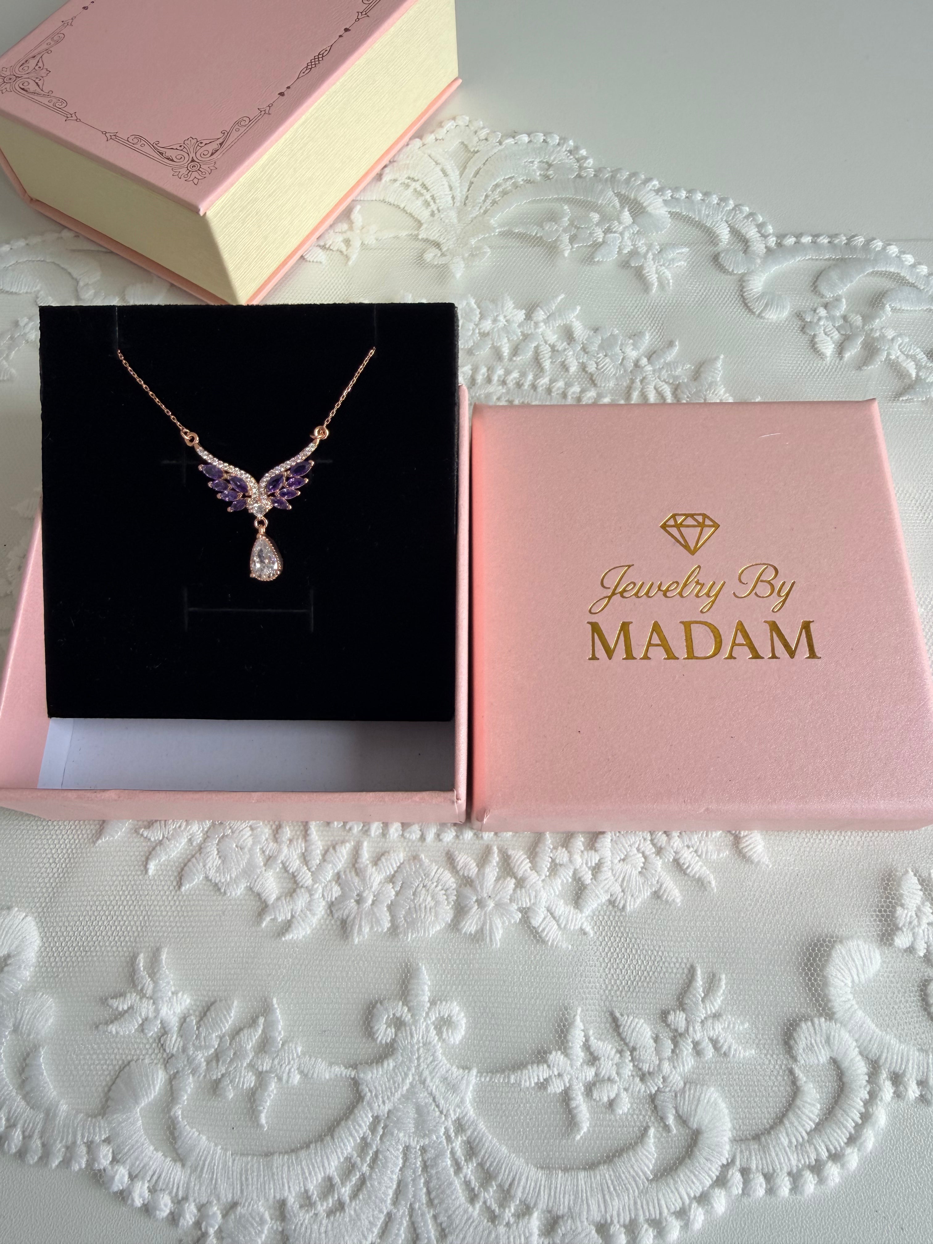 Amethyst Angel Tale Rose 925 Sterling Silver Necklace