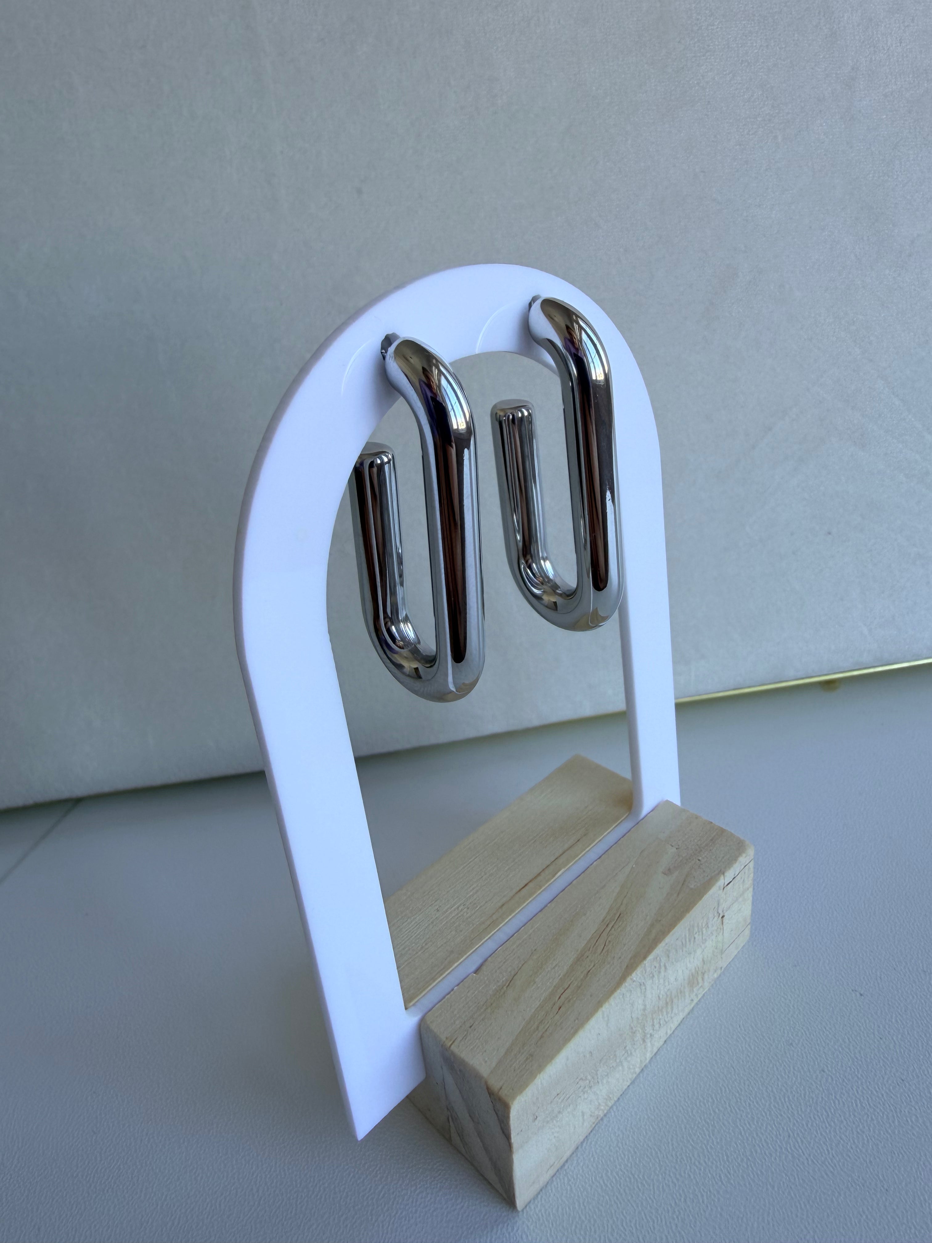 Geometric Silver Earrings Stainless Steel