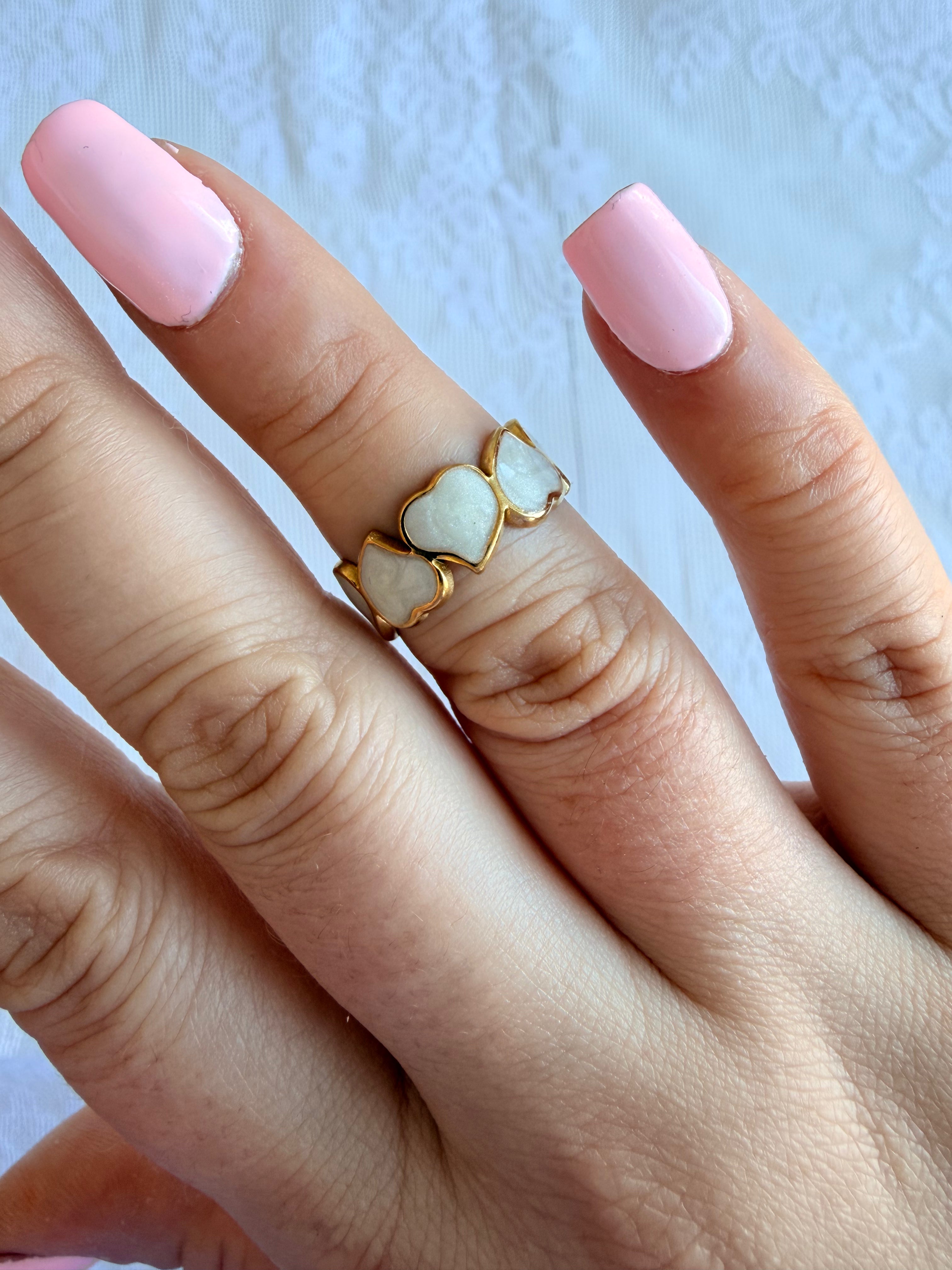 White Heart Ring Stainless Steel