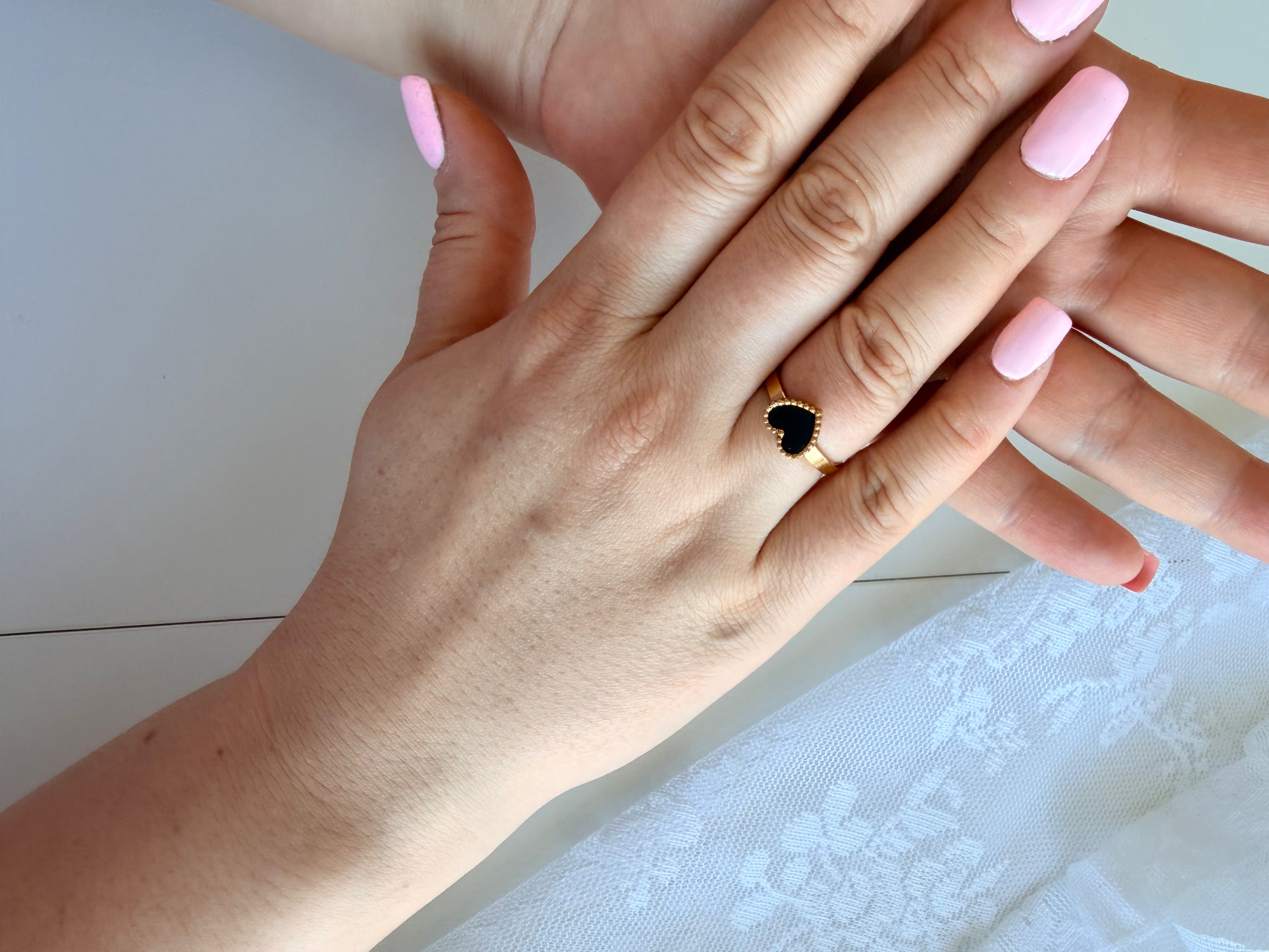Black Heart Ring Stainless Steel