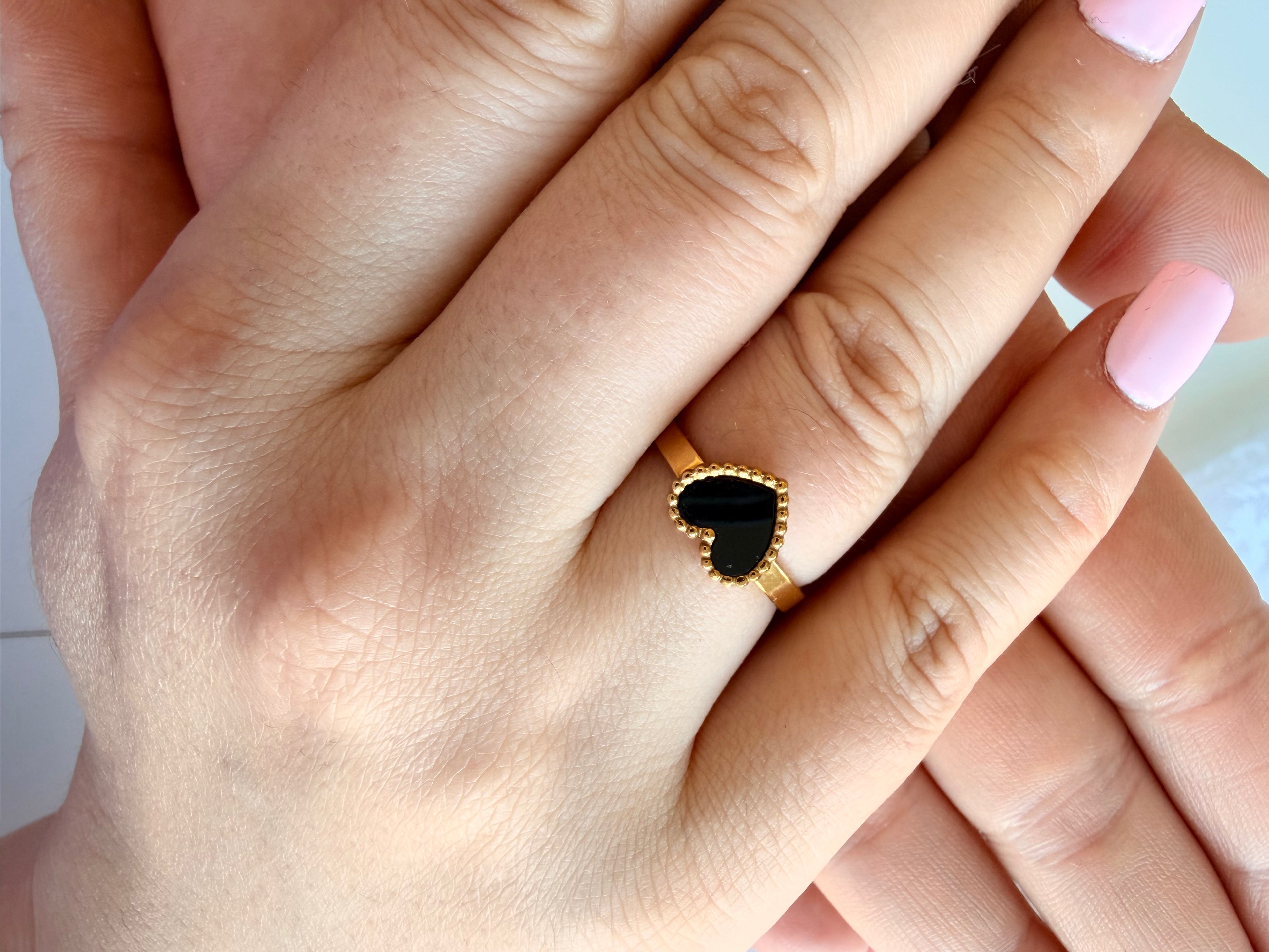 Black Heart Ring Stainless Steel