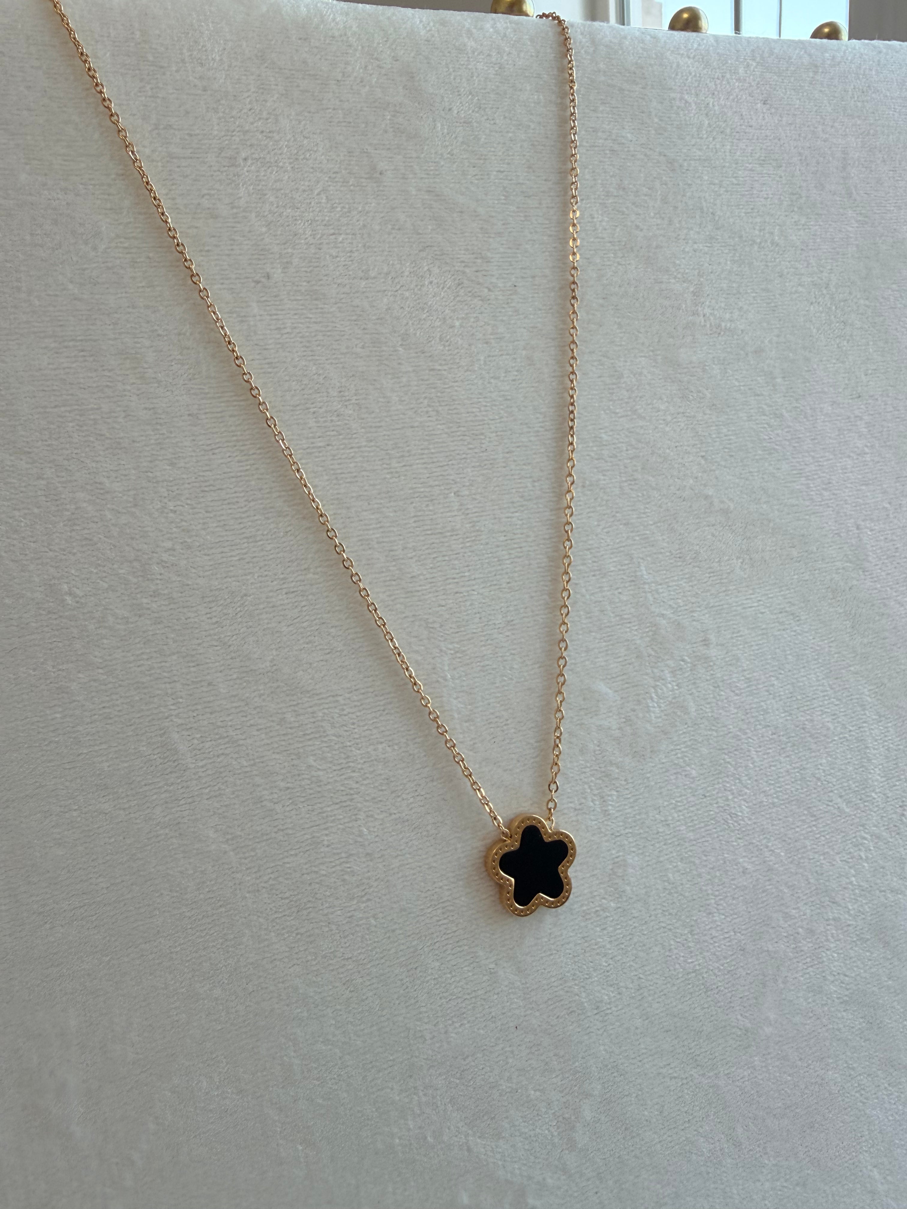 Black Clover Necklace Stainless Steel