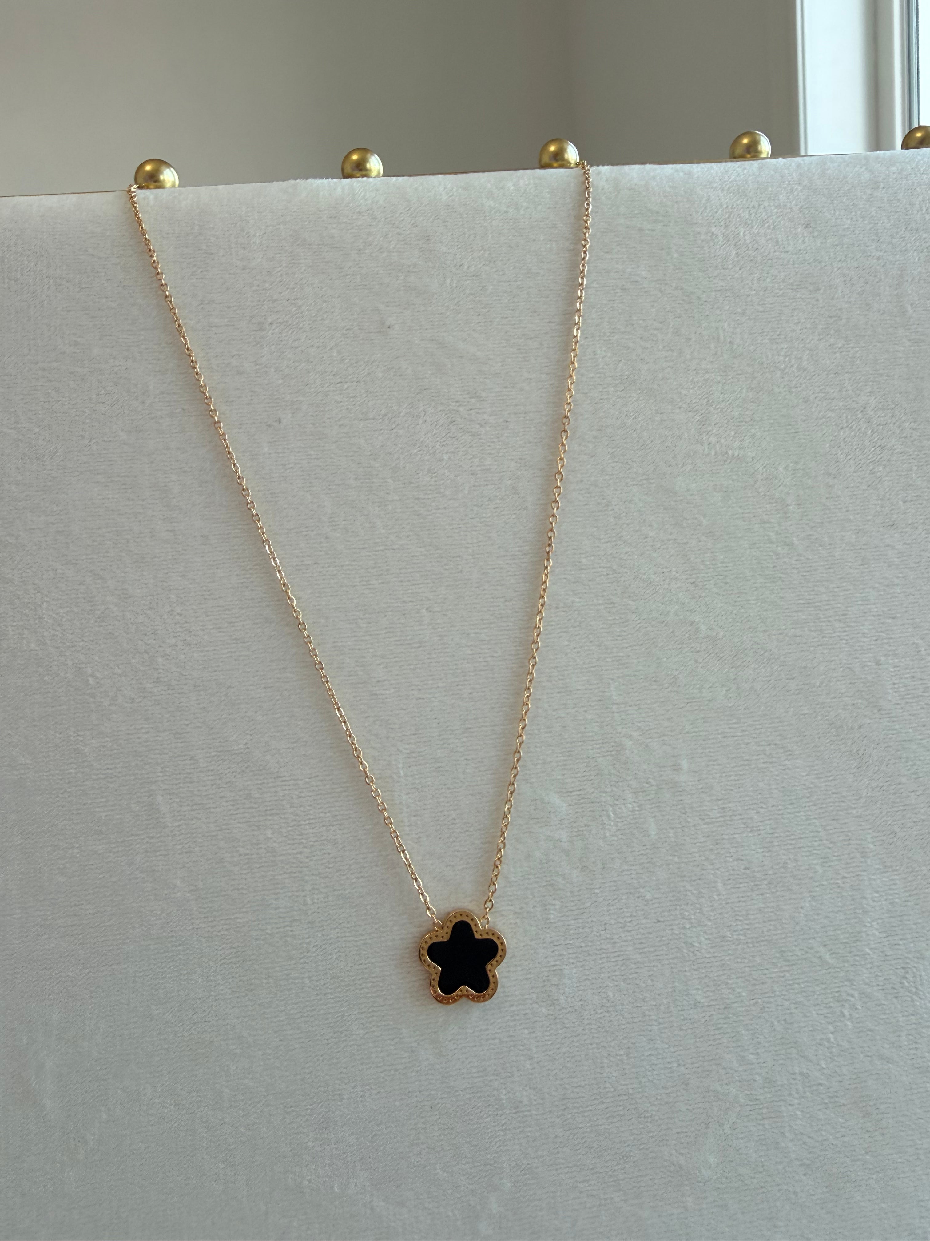 Black Clover Necklace Stainless Steel