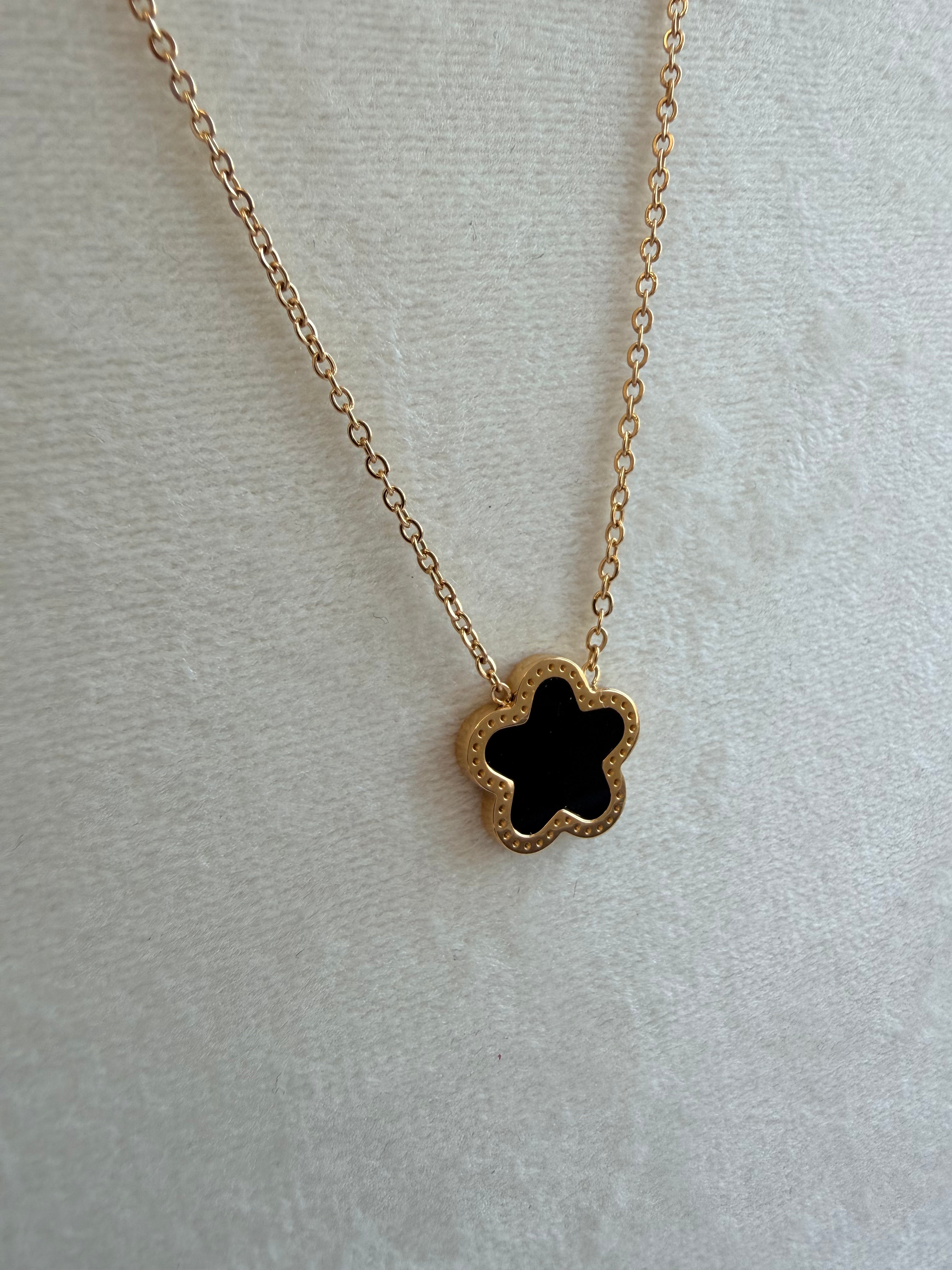 Black Clover Necklace Stainless Steel