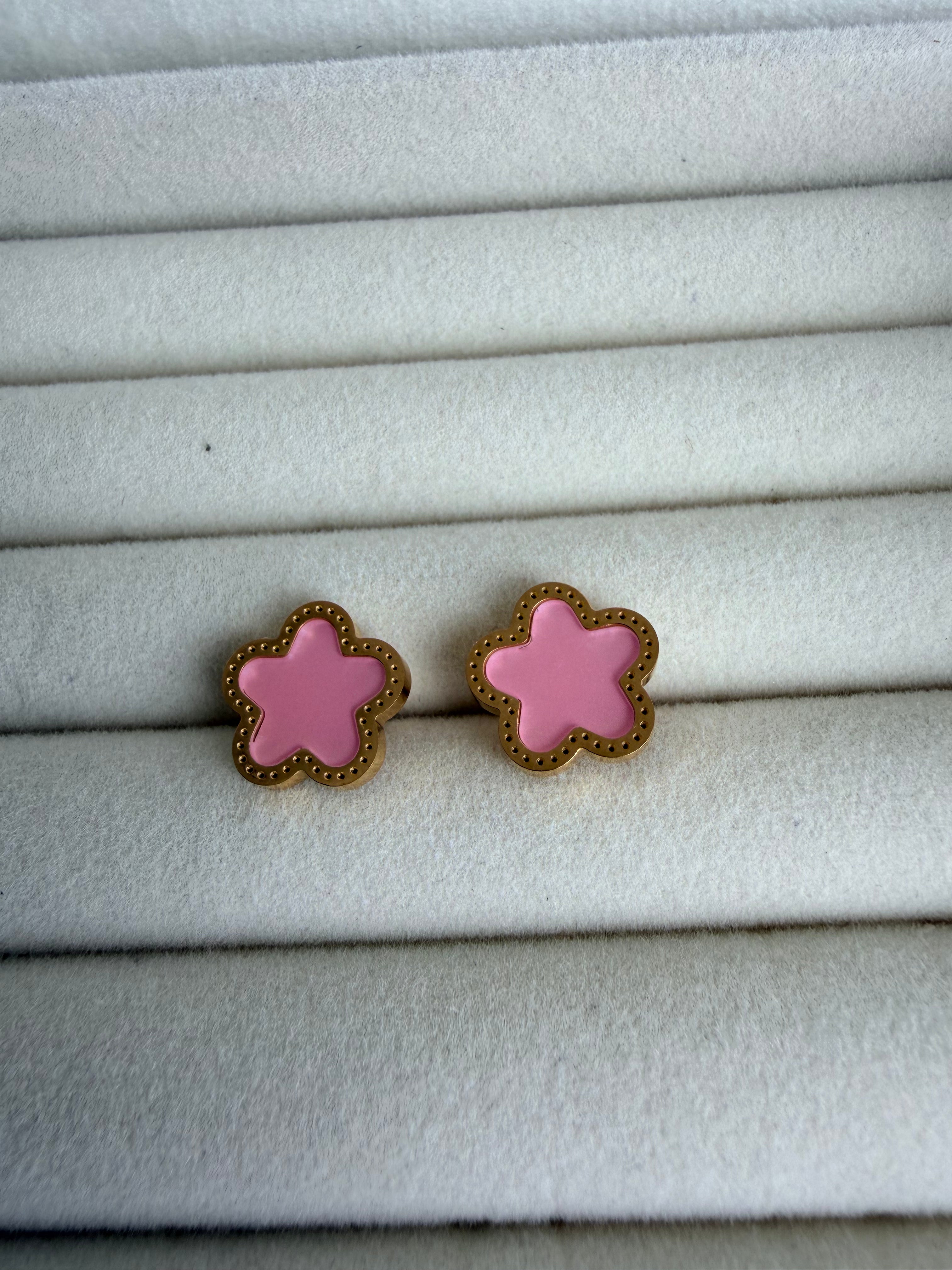 Pink Clover Earring Stainless Steel
