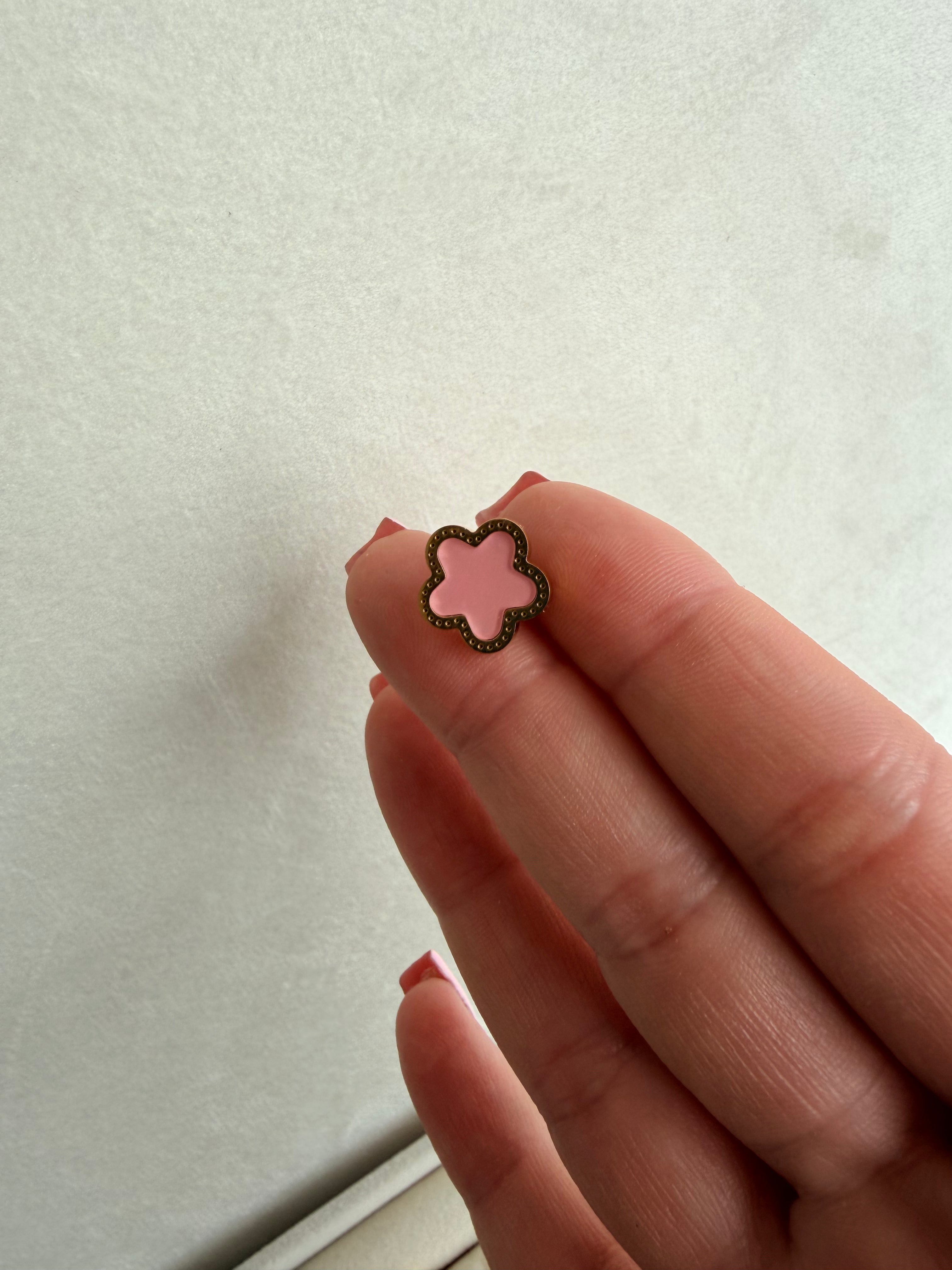 Pink Clover Earring Stainless Steel
