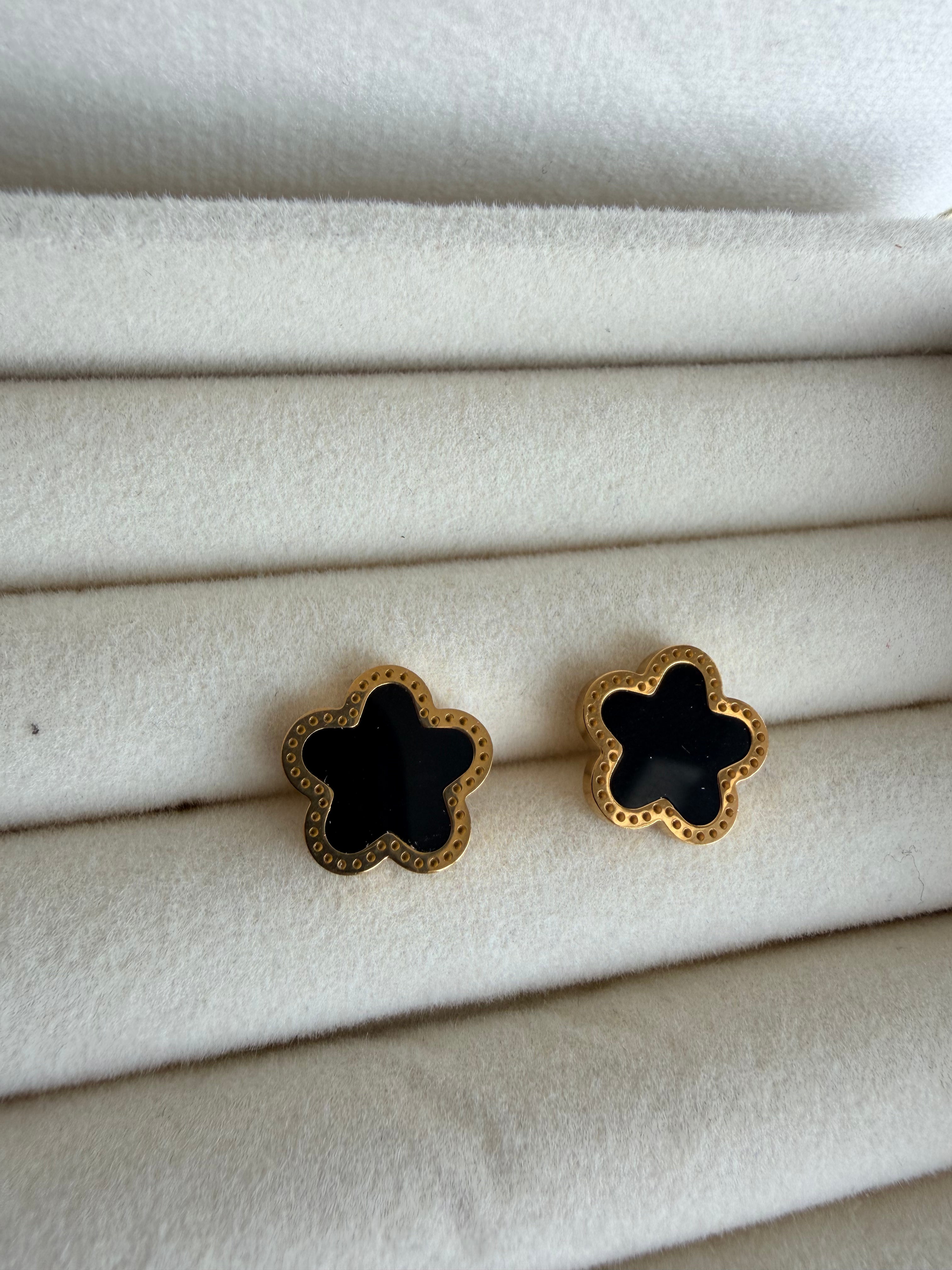 Black Clover Earring Stainless Steel