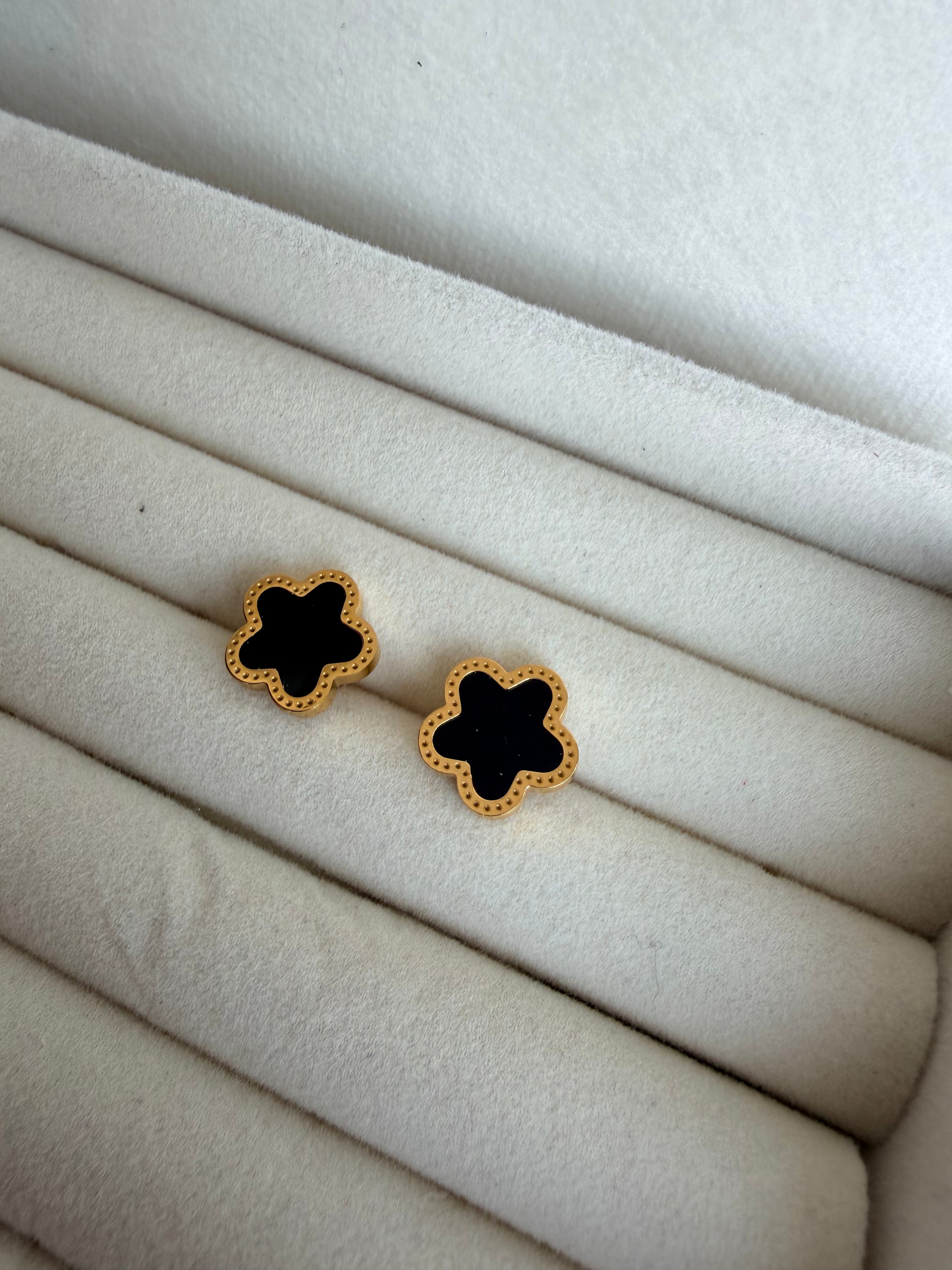 Black Clover Earring Stainless Steel