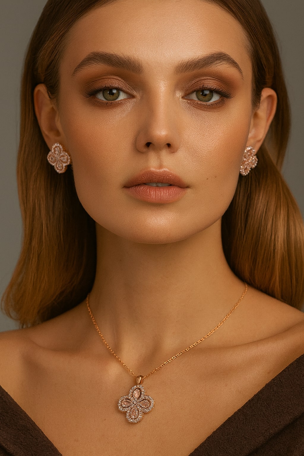 925 Silver Rose Gold Leaf set